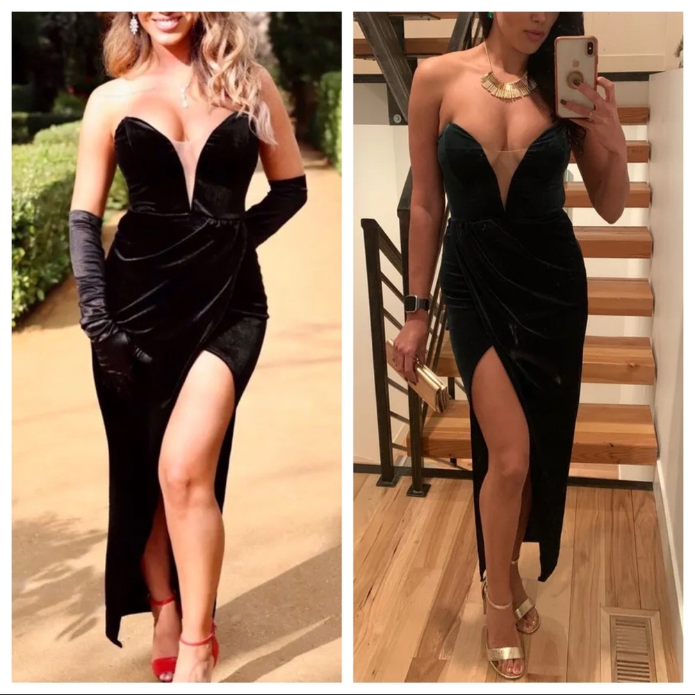 Lulus My Dream Come True Black Velvet Strapless Maxi Dress